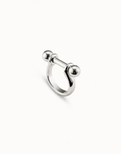 Anillo ancho con relieve bañado en plata de ley para mujer