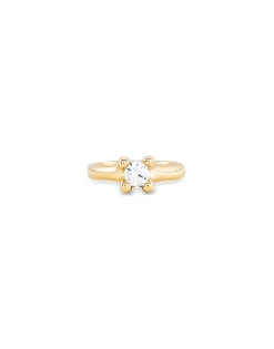 Anillo bañado en oro con circonita blanca para mujer