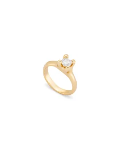 Anillo bañado en oro con circonita blanca para mujer
