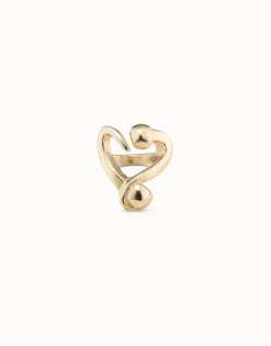 Anillo bañado en oro de 18k abierto diseño corazón clavado