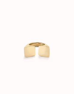 Anillo bañado en oro 18k acabado liso y forma cuadrada