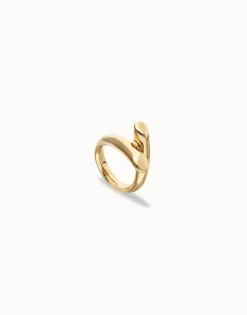 Anillo bañado en oro 18k con dos formas orgánicas entrelazadas