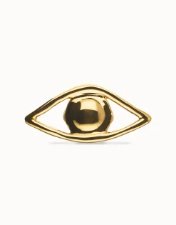 Anillo bañado en oro 18k con forma de ojo grande