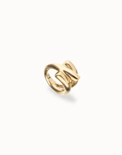 Anillo bañado en oro 18k con tres formas orgánicas entrelazadas