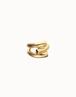 Anillo bañado en oro 18k con tres formas orgánicas entrelazadas