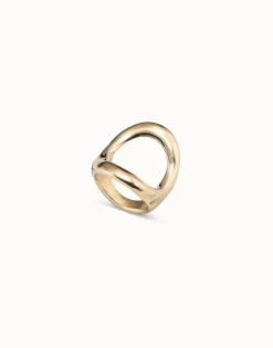 Anillo bañado en oro 18k con óvalo central grande