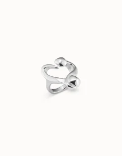 Anillo bañado en plata abierto diseño corazón clavado