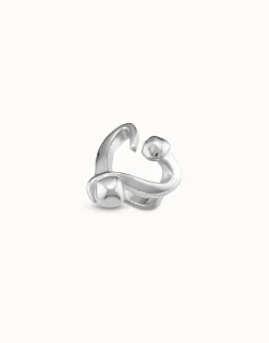 Anillo bañado en plata abierto diseño corazón clavado