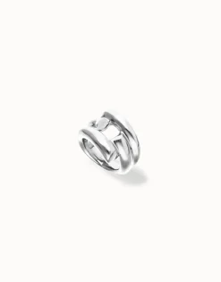 Anillo bañado en plata con 4 formas orgánicas entrelazadas