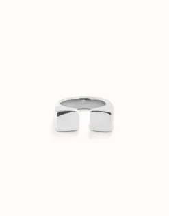 Anillo bañado en plata de ley con forma cuadrada