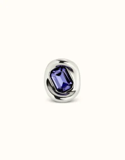 Anillo bañado en plata de ley con cristal morado