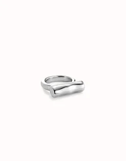 Anillo bañado en plata de ley con tubo horizontal