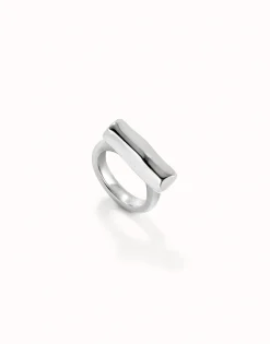 Anillo bañado en plata de ley con tubo horizontal