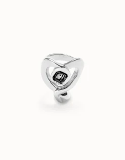 Anillo bañado en plata de ley con corazón grande central