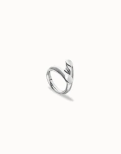 Anillo bañado en plata de ley con dos formas orgánicas entrelazadas