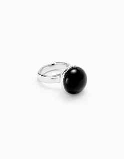 Anillo bañado en plata de ley con cristal de murano