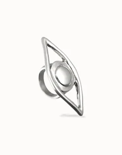 Anillo bañado en plata de ley con forma de ojo grande