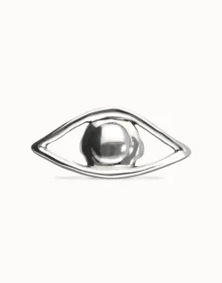 Anillo bañado en plata de ley con forma de ojo grande