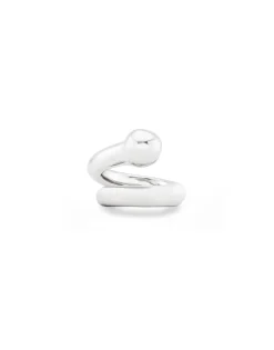 Anillo bañado en plata de ley con diseño abierto y orgánico para mujer