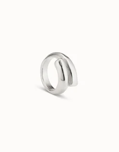 Anillo bañado en plata de ley con forma tubular cerrado al centro