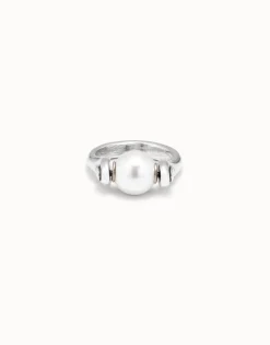 Anillo bañado en plata de ley con perla