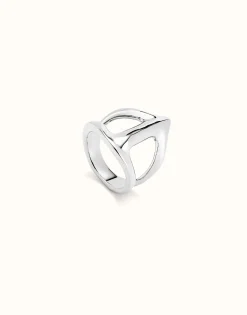 Anillo bañado en plata de ley con forma de mantarraya