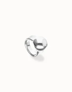 Anillo bañado en plata de ley con forma de esfera