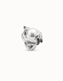 Anillo bañado en plata de ley y perla