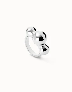 Anillo bañado en plata de ley y tres bolas centrales