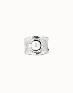 Anillo con cristal bañado en plata de ley