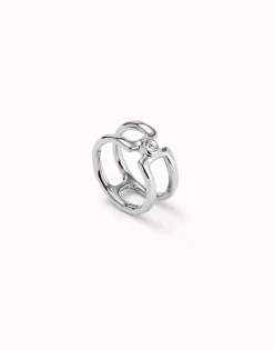 Anillo doble bañado en plata de ley con topacio blanco