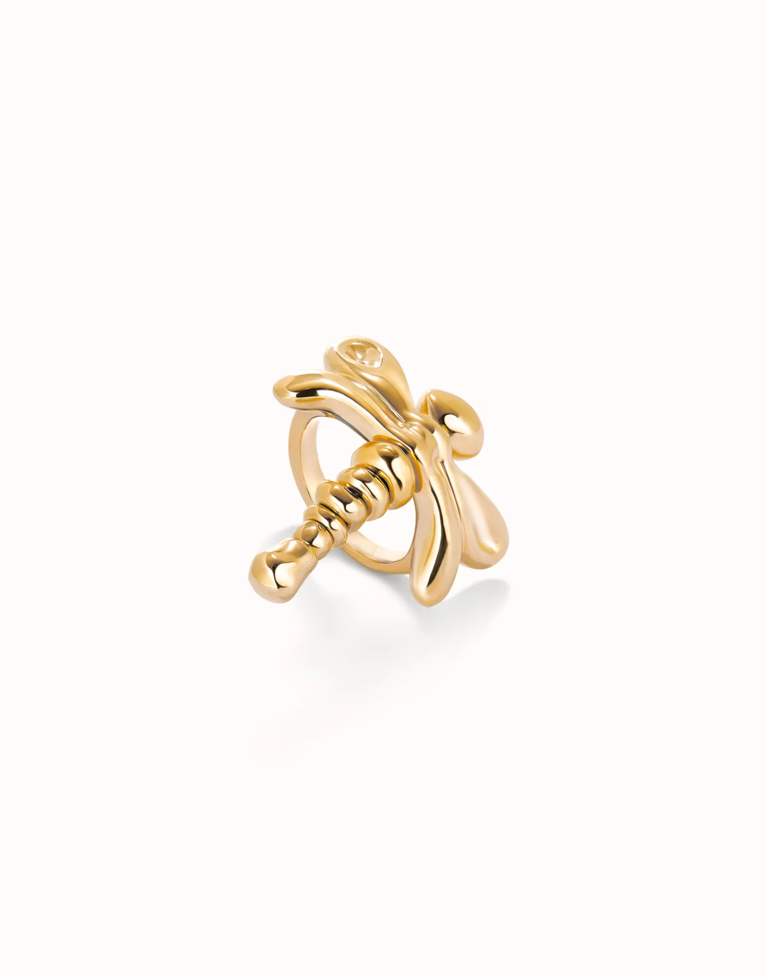 Anillo libélula bañado en oro 18k
