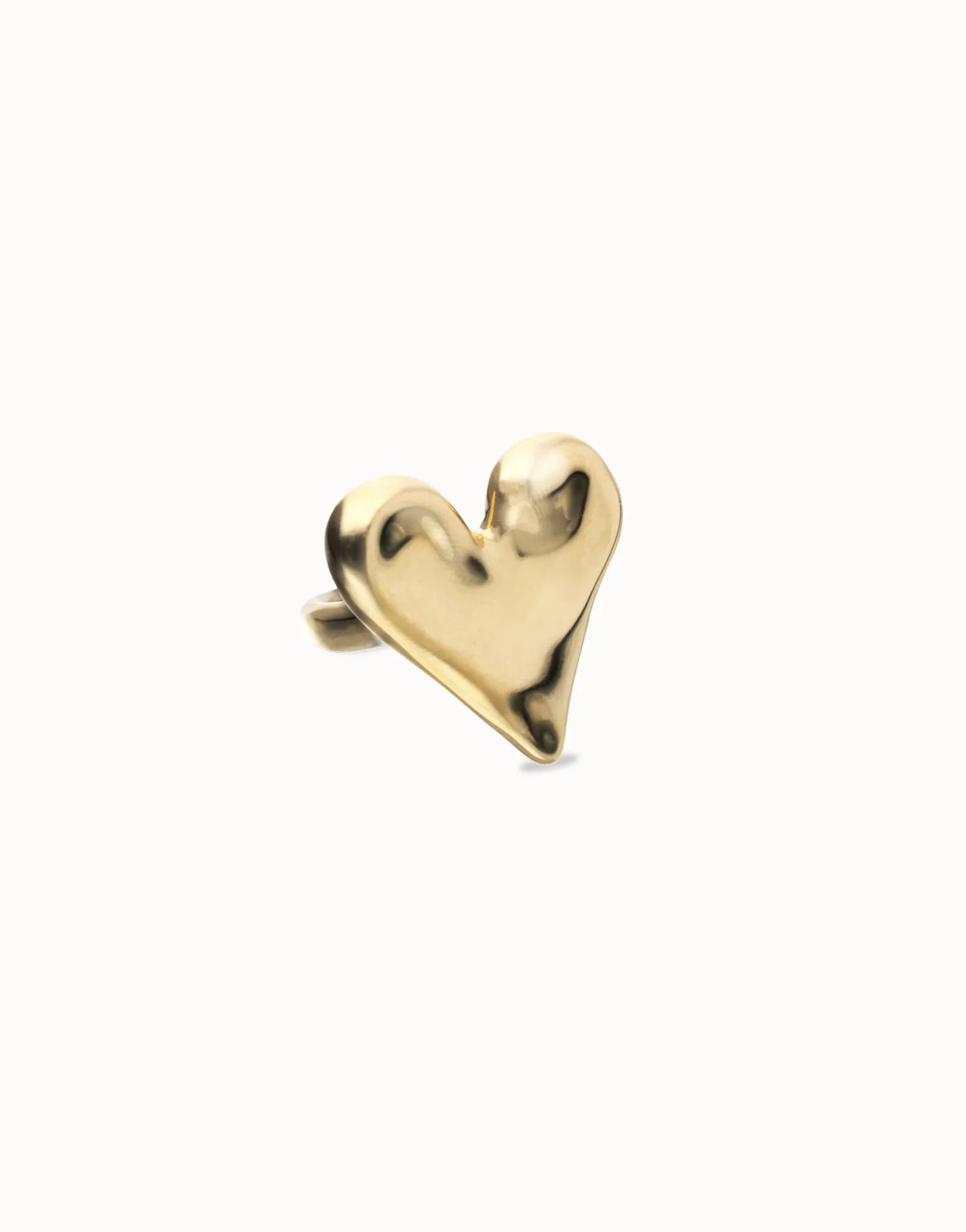 Anillo maxi bañado en oro 18k con forma de corazón