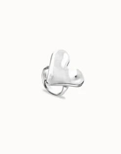 Anillo maxi bañado en plata de ley con forma de corazón
