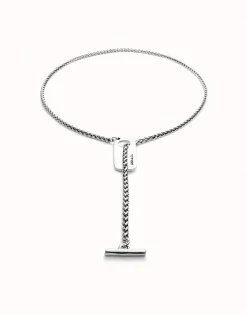 Cadena ajustable bañada en plata de ley y figura central