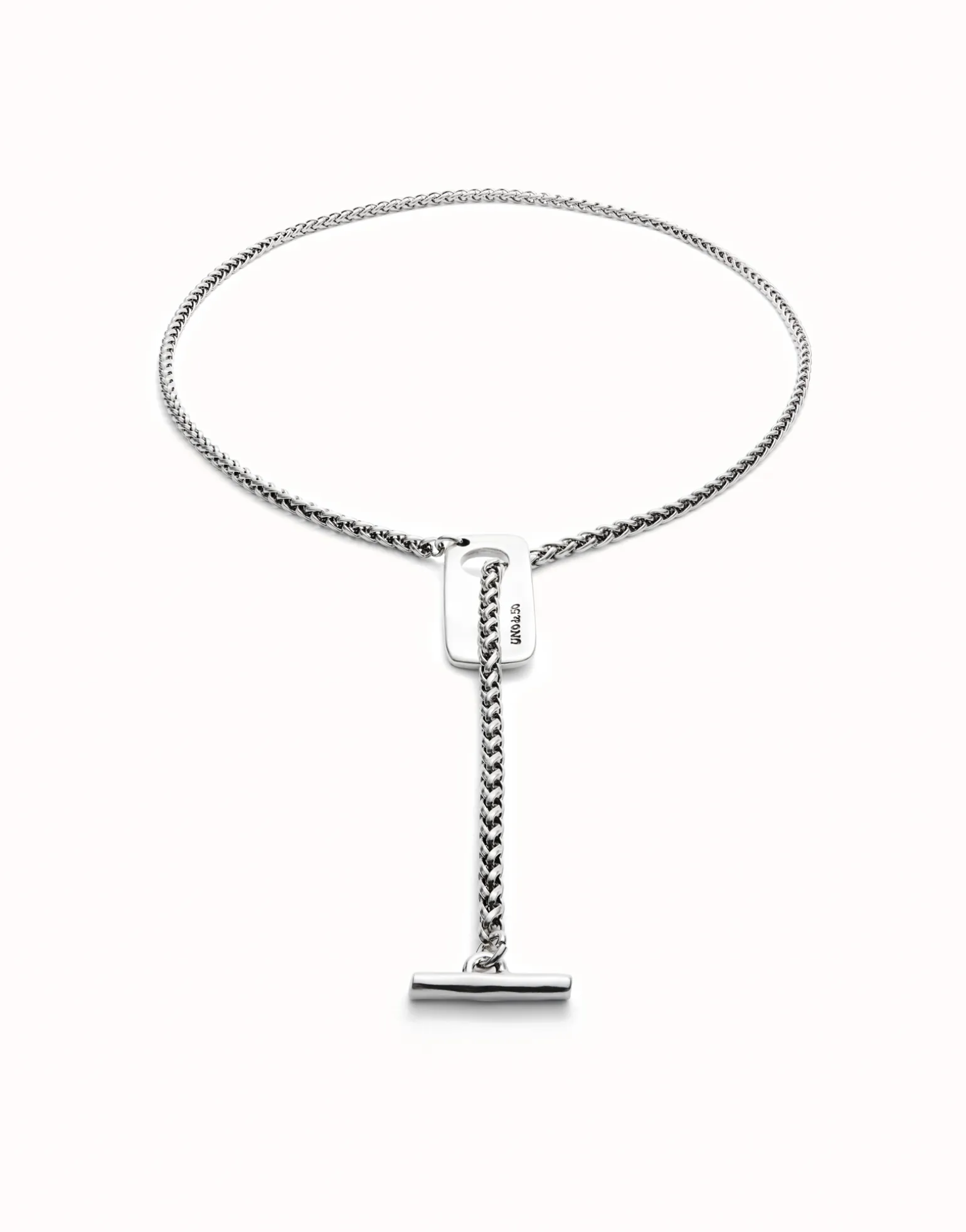 Cadena ajustable bañada en plata de ley y figura central
