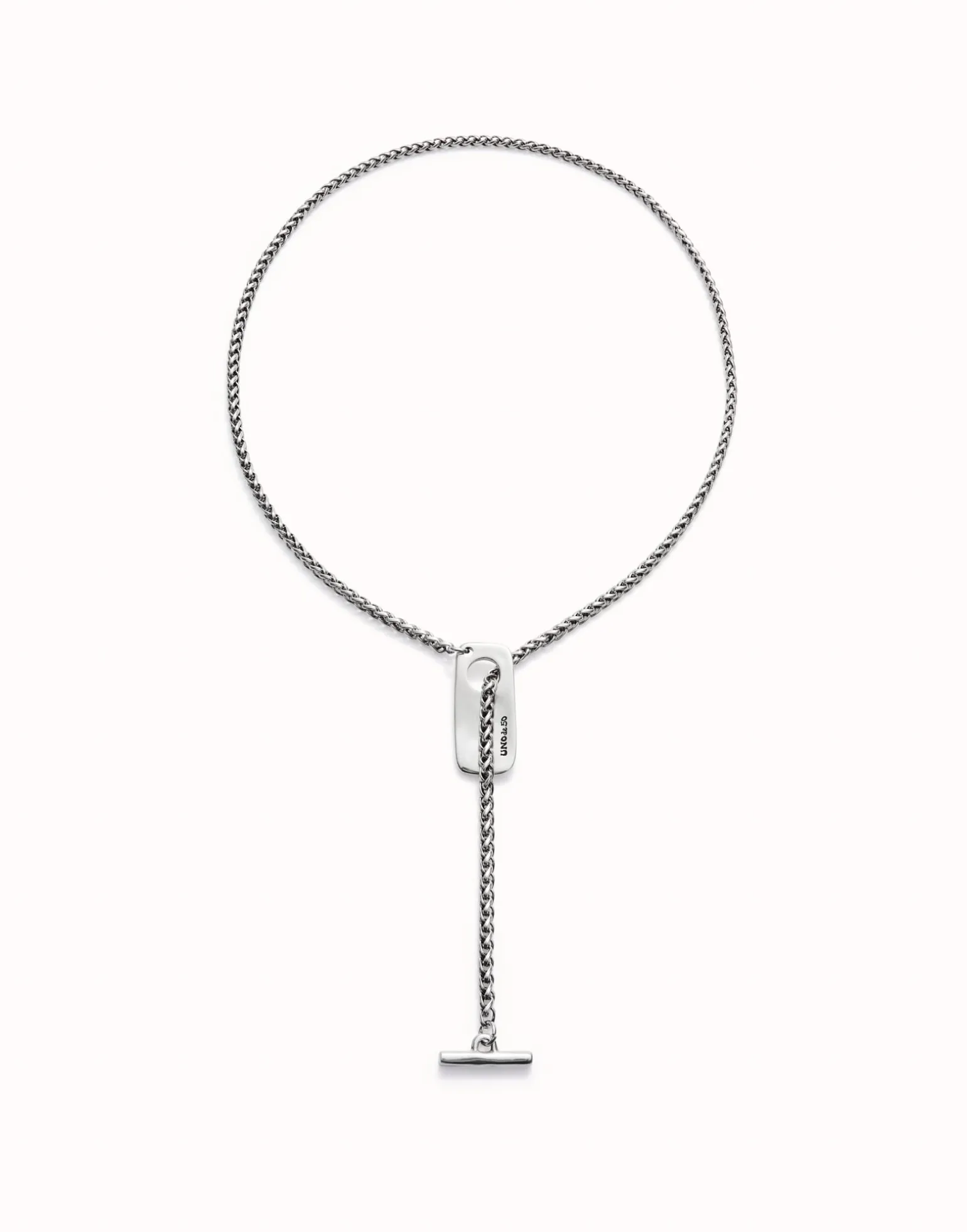 Cadena ajustable bañada en plata de ley y figura central