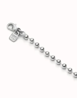 Cadena larga bolas bañada en plata de ley.