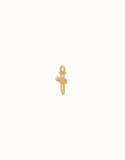 Charm de piercing bañado en oro de 18k de cruz