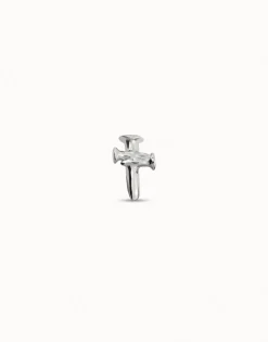 Charm de piercing bañado en plata de ley de cruz