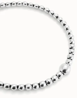 Colgante de bolas bañado en plata de ley con bola central grande