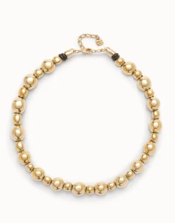 Colgante de bolas en dos tamaños bañado en oro 18k