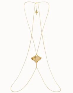 Colgante de cadena para cuerpo bañado en oro de 18k con mantarraya