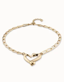 Colgante de oro 18k de eslabones y corazón