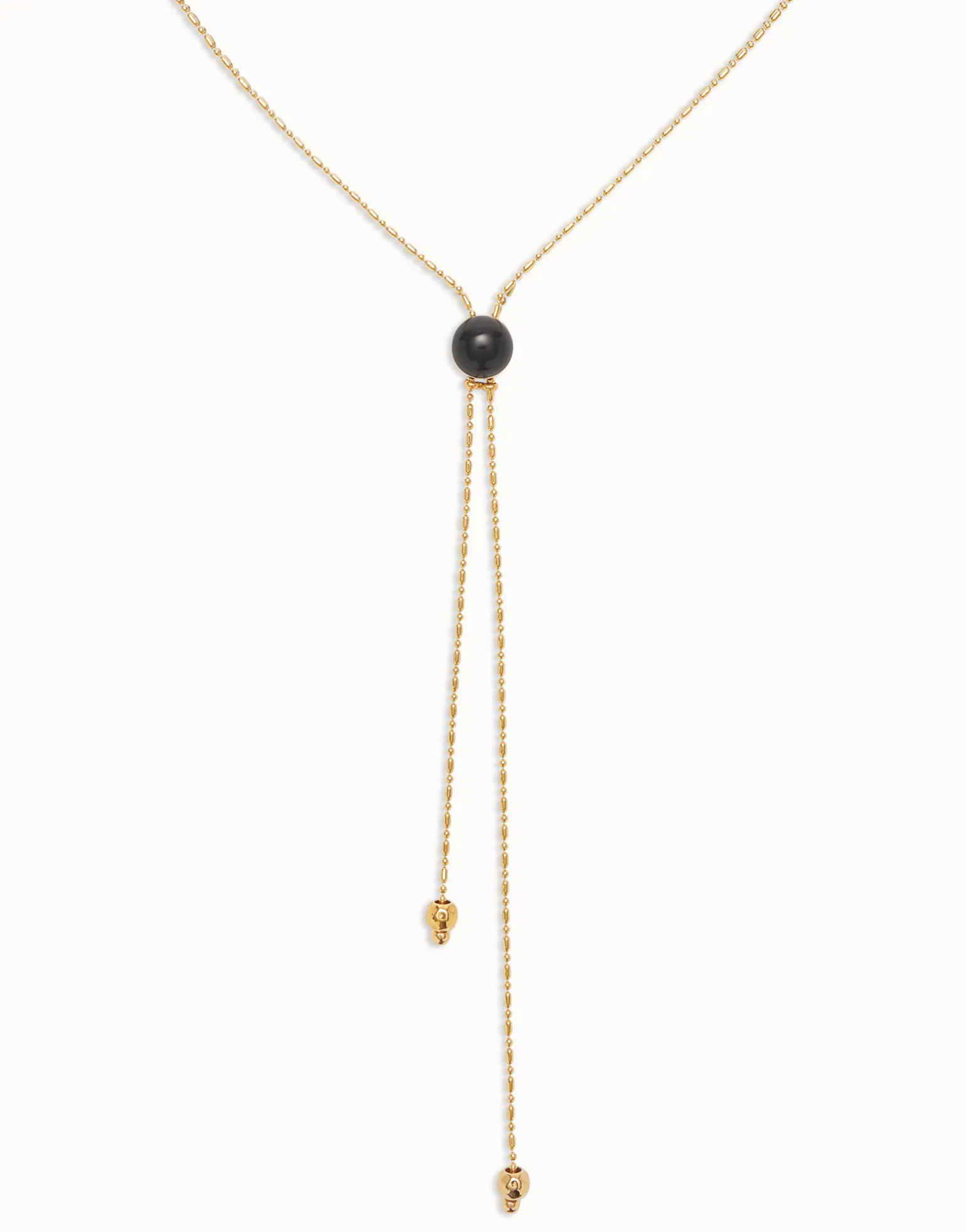 Colgante largo bañado en oro 18k con cadena regulable y cristal de murano