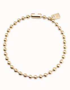 Collar bañado en oro de 18k con cuentas esféricas grandes y cierre hormiga