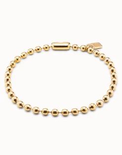 Collar bañado en oro de 18k con cuentas esféricas grandes y cierre hormiga
