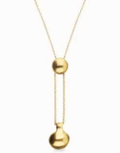 Collar bañado en oro de 18k de cadena regulable en altura con dos pesos
