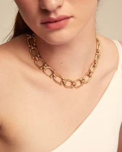 Collar bañado en oro 18k con eslabones medianos