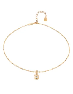 Collar bañado en oro 18k y circonita central blanca